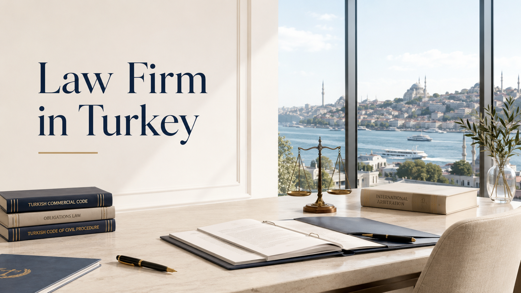 Law firm in Turkey with a modern legal office overlooking Istanbul